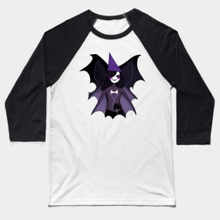 Halloween Bat Witch Purple Baseball T-Shirt